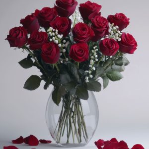 Valentine’s Day Roses with Vase – One Dozen featured image