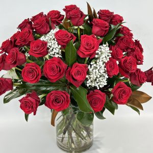 Valentine’s Day Roses with Vase – Three Dozen featured image